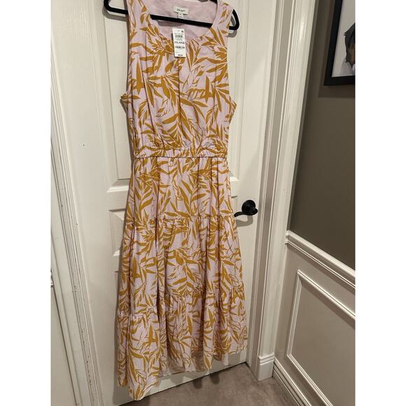On-34th XXL Pink and Yellow Leaf Print Summer Midi Dress, Open Back, NWT - Picture 14 of 16